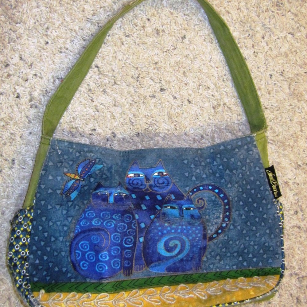 COPY - Vintage Laurel Burch Feline Canvas purse